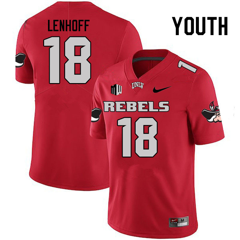 Youth #18 Lucas Lenhoff UNLV Rebels College Football Jerseys Stitched Sale-Scarlet